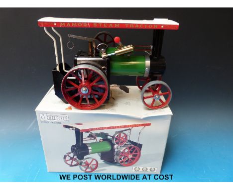 A Mamod T.E.1.A live steam traction engine with box, steering column and fillar funnel and a box of fuel tablets