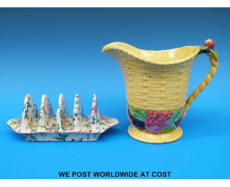 A Carltonware jug and Royal Winton toast rack 