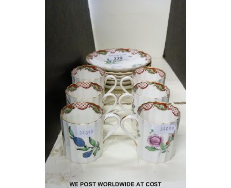 Six Royal Worcester coffee cans and saucers c1930s in Caroline pattern