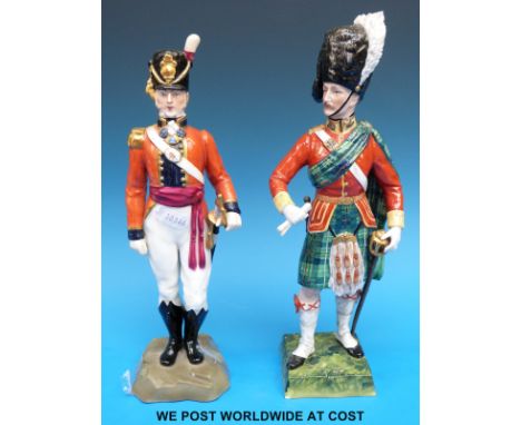 A Royal Worcester Coldstream Guard, model no 2635 and a further porcelain soldier figure of a Seaforth Highlander