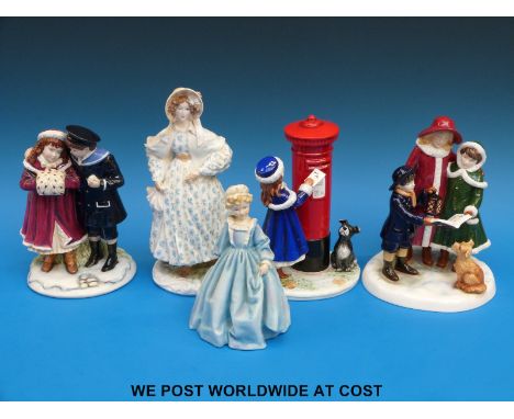 Royal Worcester figures including Grandmother's Dress, Walking Out, Love Emily & Moments and two Royal Staffordshire figures 