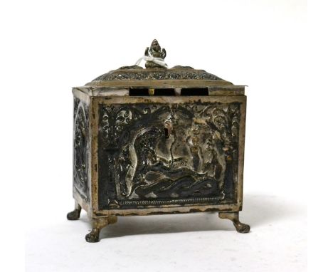 A late 19th century Indian silver tea caddy, C80 mark 