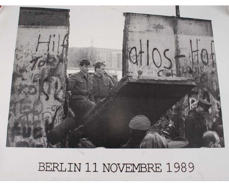 After Alfred Yaghobzadeh, Berlin 11 Novembre 1989 poster, Sipa Press, 50 x 70cm, together with a Rolling Stones Steel Wheels 