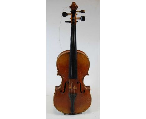 A 20th century violin, having a two piece back and ebony finger board, bearing a label Antonius Stradivarius Cremonenfis Faci