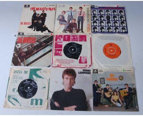 A large collection of 7" records to include, The Beatles, The Rolling Stones, The Shadows, The Hollies, Freddie &amp; The Dre