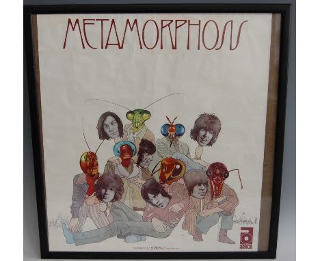 The Rolling Stones, a promotional poster for the 1975 album Metamorphosis, Abkco, distributed by London Records, framed and g