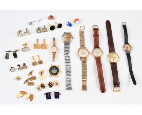A lot to include a Ramona gold plated wrist watch, attached to a 9ct yellow gold mesh link bracelet, hallmark indistinct, tog