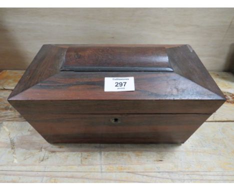 A MAHOGANY THREE SECTION TEA CADDY 
