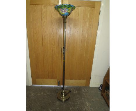 A MODERN TIFFANY STYLE UP LIGHTER LAMP