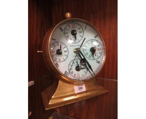 AN UNUSUAL LARGE BRASS COMPASS / CLOCK