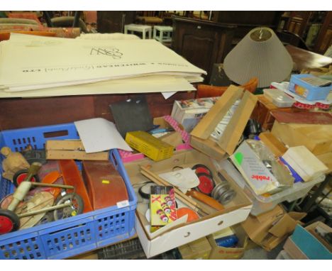 A LARGE QUANTITY OF MODEL AEROPLANE AND GLIDER ACCESSORIES AND PARTS, TOOLS ETC. TO INCLUDE A PINE TABLETOP CHEST AND CONTENT