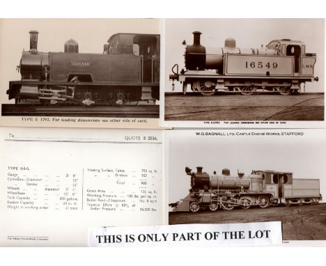  W.G Bagnall Engine Works of Stafford a collection of 25 advertising cards for their locos with full spec. on the back, all R