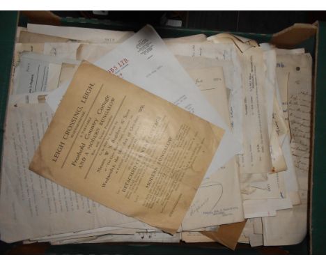 box of miscellaneous vintage and before manuscript, typescript, printed paper documents and letters, 100’s Reserve £45