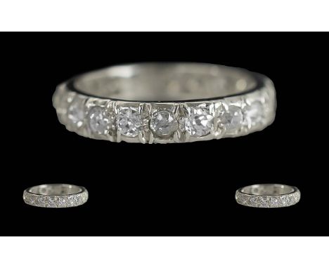 Ladies 18ct White Gold Diamond Set Full Eternity Ring, Not Marked but Tests High Ct Gold. The Well Matched Round Faceted Diam