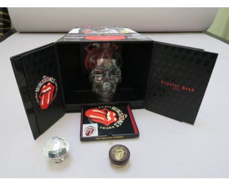 Rolling Stones crystal head display case containing including exclusive Rolling Stones live CD double album, crystal engraved