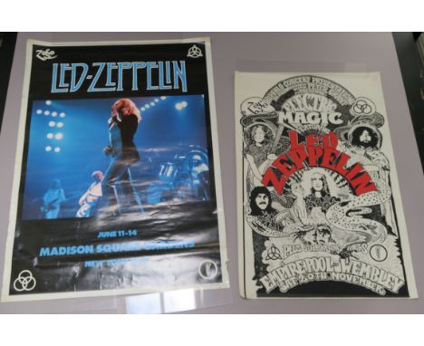 Led Zeppelin Stairway to Heaven poster 33 1/2 x 23 1/2 inches, plus Physical Graffiti Swansong poster from 1975 32 x 23 1/2 i