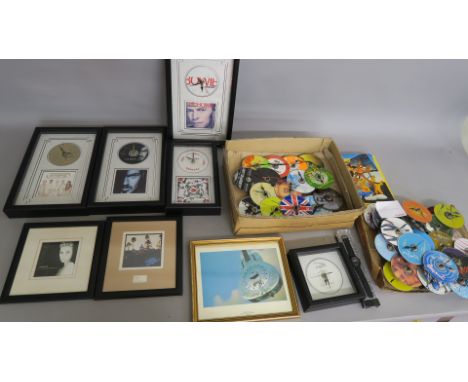 CD clocks including framed David Bowie, Red Hot Chilli Peppers, Gary Oldman, Steps and Michael Jackson, plus over 60 other CD