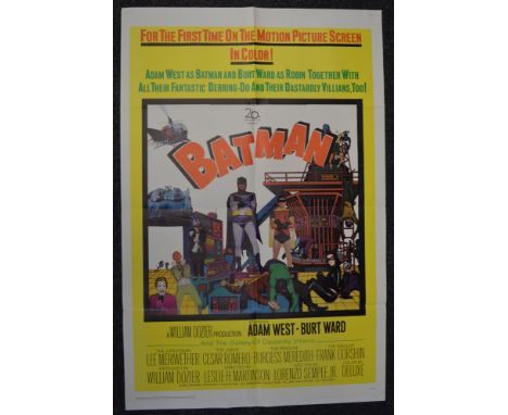 Batman (1966) original US one sheet first release&nbsp;film poster for the first appearance of Batman in a full length featur