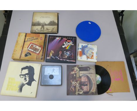 Various LP vinyl box sets including The Beatles Box from Liverpool (LPs 7 &amp; 2 are missing), plus George Harrison All Thin