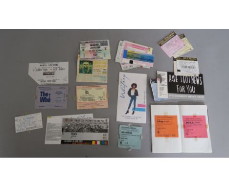 Concert tickets including Michael Jackson Wembley stadium 1988, plus Michael Jackson July 30 1992, The Who New Bingley Hall S