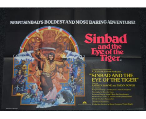 Adventure and family British quad film posters titles include Sinbad and the Eye of the Tiger (printed by WE Berry), The Amaz