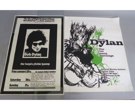 Bob Dylan 3 posters One too many mornings (29 x 22 inch) rolled plus Isle of Wight Festival of music advertising the Who, The