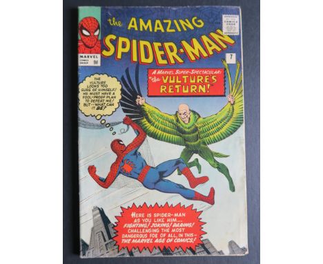 Amazing Spider-man #7 (Dec 1963) Marvel comic UK pence variant with cover of of Spider-man fighting the Vulture in "The Vultu