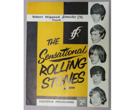 The Sensational Rolling Stones 1964 tour souvenir programme presented by Robert Stigwood assoc. Ltd. 12 pages. The tour inclu