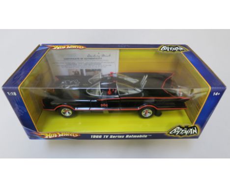 Batman Hot Wheels 1966 TV series Batmobile 1:18 scale signed in silver pen by Adam West and Burt Ward limited edition no 149 