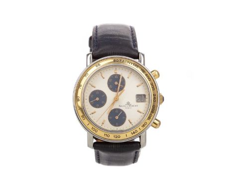 GENTLEMAN'S BAUME AND MERCIER BAUMATICSTAINLESS STEEL AUTOMATIC WRIST WATCH,the round cream dial with applied baton hour mark