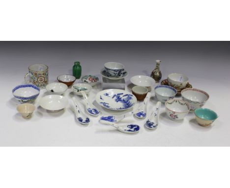 A collection of assorted Chinese and Japanese teaware, 18th century and later, including an export porcelain cup, painted wit