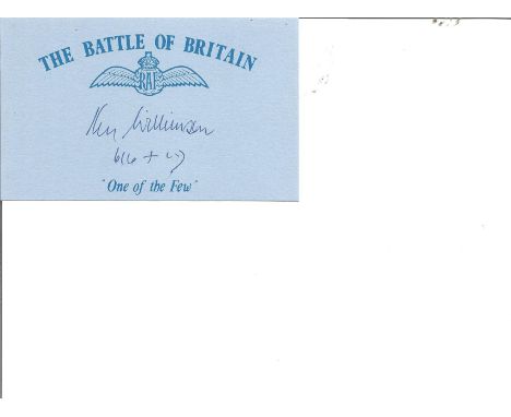 Wilkinson K 616 sqn Blue card with Battle of Britain logo. WW2 RAF Battle of Britain pilot. Comes from Ted Sergison collectio