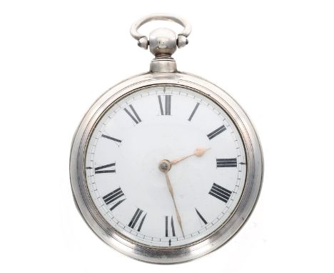 George IV silver pair cased verge pocket watch, London 1827, the fusee movement signed Jas Alling, Dunmow, no. 6088, with pie