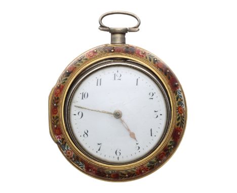 George III silver and tortoiseshell verge triple cased pocket watch, London 1808, the fusee movement signed Thos. Saunders, 2