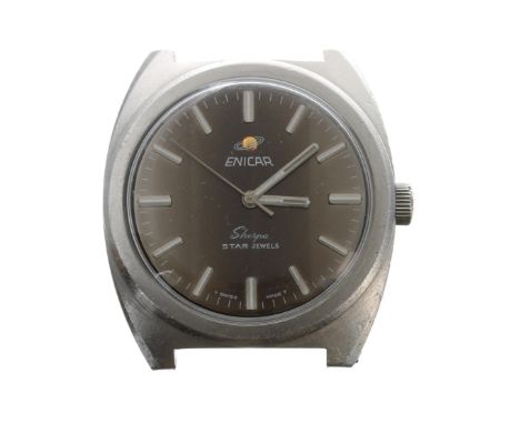 Enicar Sherpa Star Jewels stainless steel gentleman's wristwatch, circular grey dial with applied baton markers, minute marke