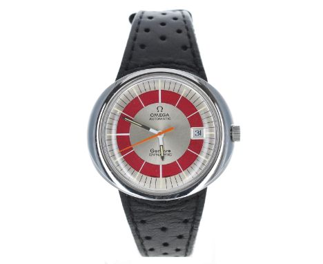 Omega Dynamic automatic stainless steel gentleman's wristwatch, silvered dial with red chapter, hour and minute markers, date
