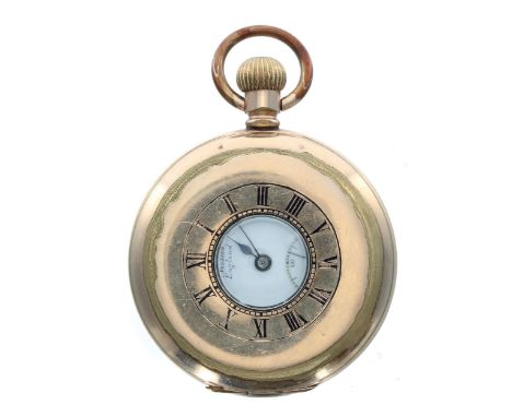 Lancashire Watch Co. gold plated lever half hunter pocket watch, signed movement, no. 698069, signed dial, within a plain cas