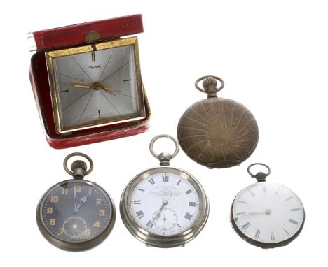 Thos Russell & Son nickel cased lever pocket watch, 56mm; together with two pocket watches for repair, 'Diana' gold plated hu