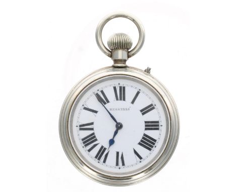 Russell's 'Railway Keyless Watch' nickel cased lever pocket watch, the movement signed 'Russell's Railway Keyless Watch' with