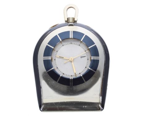 Jaeger-LeCoultre Memovox alarm travel fob watch, signed silvered dial with centre rotating alarm indicator, hinged case front