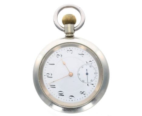 Monopol nickel cased lever set pocket watch, signed gilt frosted bar movement, the dial with Arabic numerals, minute markers 