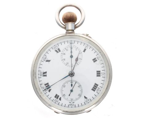 Swiss silver centre seconds chronograph lever pocket watch, import hallmarks London 1916, gilt frosted movement, no. 53709, t