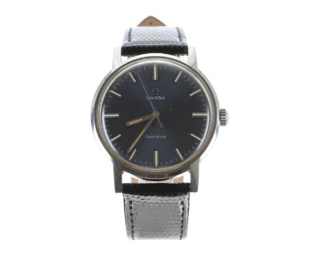 Omega Genéve stainless steel gentleman's wristwatch, reference no. 135.070, serial no. 30453xxx, circa 1970, blue dial with b