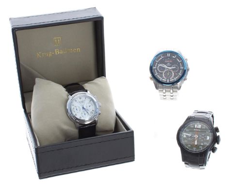 Krug-Baumen Principle Chronograph stainless steel gentleman's wristwatch, quartz, with box and booklet; together with a Breil