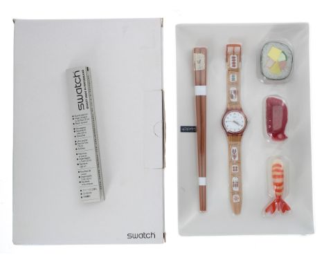 Swatch 'Sushi Collection' gentleman's wristwatch, quartz; with accompaniments, within original box and packaging and with gua
