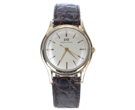 Ernest Borel gold capped and stainless steel gentleman's wristwatch, case no. 363207E 457395, circular silvered dial with bat