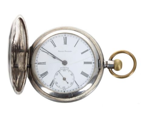 Zenith silver (0.935) hunter lever pocket watch, signed movement, signed dial branded 'Favre Brandt', inscribed cuvette, insi