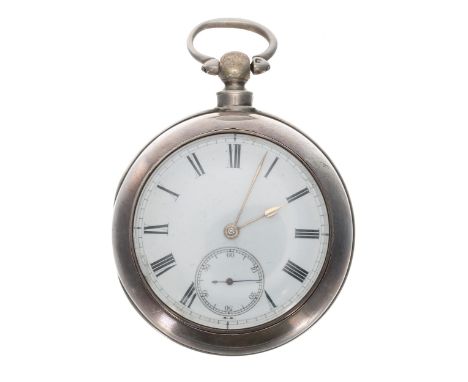 Late 19th century silver pair cased fusee lever pocket watch, Birmingham 1891, plain unsigned movement, no. 99792, with steel