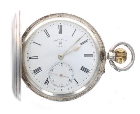 Rotherhams silver lever hunter pocket watch, Birmingham 1910, the movement signed Rotherhams, London, no. 322988, signed dial