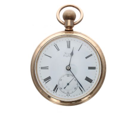 Lancashire Watch Co. gold plated lever pocket watch, signed movement, no. 636099, enamel dial inscribed Prescot with Roman nu
